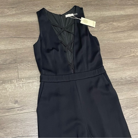 RAMY BROOK Otto Cutout Flare Jumpsuit Black Sleeveless Pockets NWT $545. - Picture 4 of 9